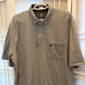 johnnie-O - Original 4-Button Polo, Dark Grey/White Stripe